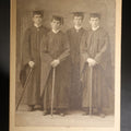Lot 127 - Antique Board-Mounted Cabinet Card Photograph Of Four Young Men In Academic Graduation Robes And Mortarboards Holding Canes, Graduates At Dartmouth, Photographed By Langill, Hanover, New Hampshire