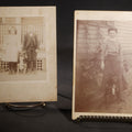Lot 129 - Pair Of Antique Cabinet Card Photographs With Dogs, Young Woman With Black And White Dog Beside A Clapboard House And Two Children With A Collie On A Porch
