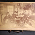 Lot 130 - Antique Boudoir-Size Cabinet Card Photograph Of Three Men Playing Checkers In A Store Interior With Pot-Belly Stove, Calendars, And Rocking Chair, Pencil-Inscribed "Uncle Ed"