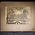 Lot 138 - Antique Board-Mounted Photograph Of Children Posed On Steps Of A Brick Building With WWI "Welcome Home" Banner, American Flags, And Patriotic Bunting, Photographed By Shea's Art Studio, Danbury, Connecticut