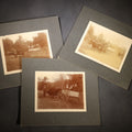 Lot 146 - Trio Of Antique Board-Mounted Photographs Of Ox-Drawn Wagons With Passengers In Rural Settings, Pencil Inscriptions On Verso