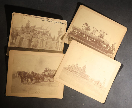 Lot 148 - Grouping Of Four Antique Board-Mounted Photographs Of York Beach, Maine, August 1892, Including Coasting Parade At Long Sands, Double-Decker Omnibus, Four-Horse Coach, And Hotel Bartlett, Photographed By Ralph H. Foote, Lowell, Mass