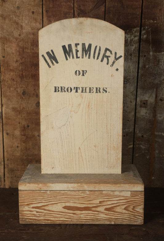 "In Memory Of Our Brothers" Folk Art Wooden Fraternal Odd Fellows Gravestone