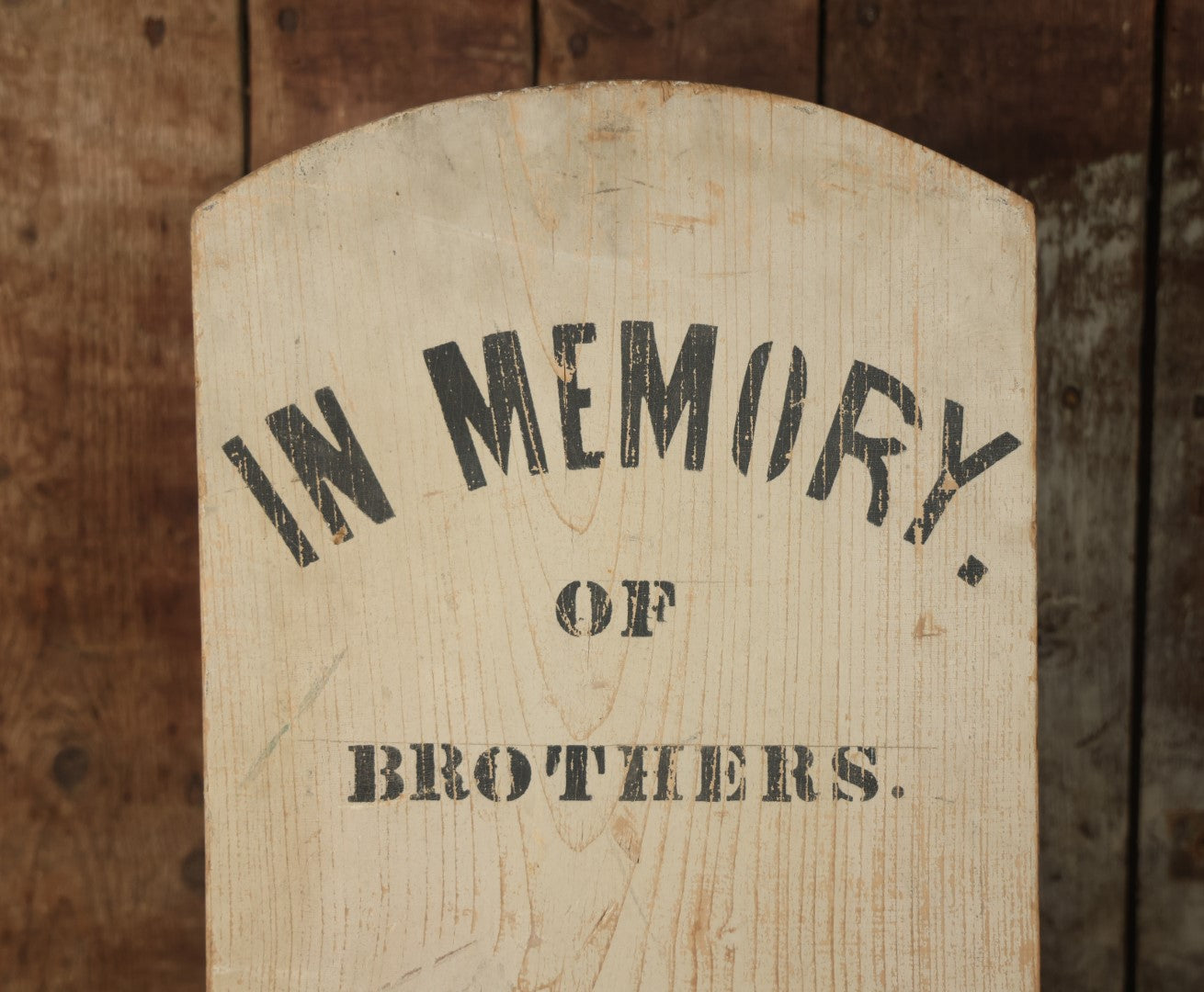 "In Memory Of Our Brothers" Folk Art Wooden Fraternal Odd Fellows Gravestone