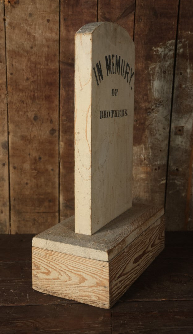 "In Memory Of Our Brothers" Folk Art Wooden Fraternal Odd Fellows Gravestone