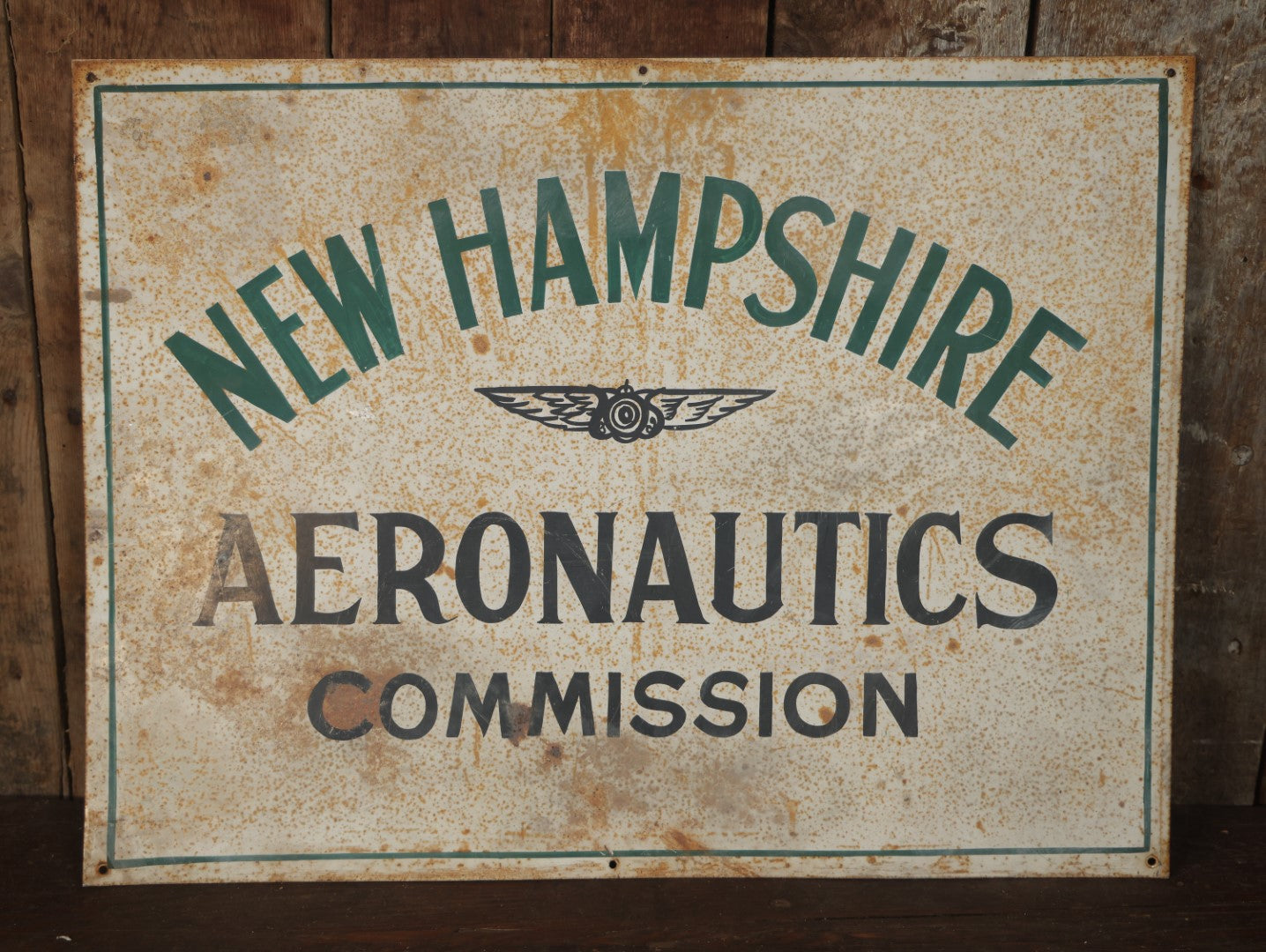 Vintage New Hampshire Aeronautics Commission Hand Painted Metal Tin Sign