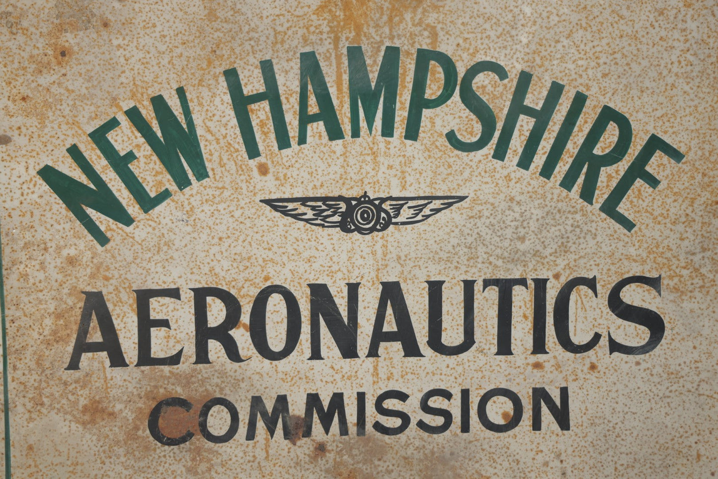 Vintage New Hampshire Aeronautics Commission Hand Painted Metal Tin Sign