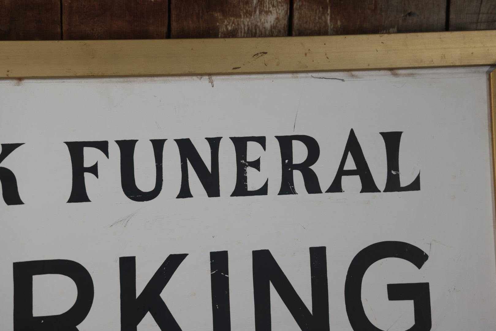 Vintage Funeral Home Sign, Hand Painted, Parking Area, Bosk Funeral Home, Fitchburg, Massachusetts, Double Sided Tin & Wood, 35" x 22-1/4"