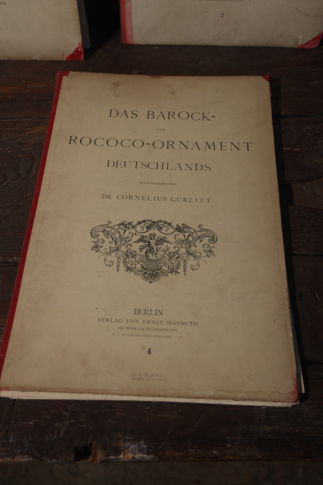 The Baroque And Rococo-Ornament Germany Antique Folio Four Volume Art Book Set, Published By Dr. Cornelius Gurlitt, 1889, Missing One Page, Otherwise Complete