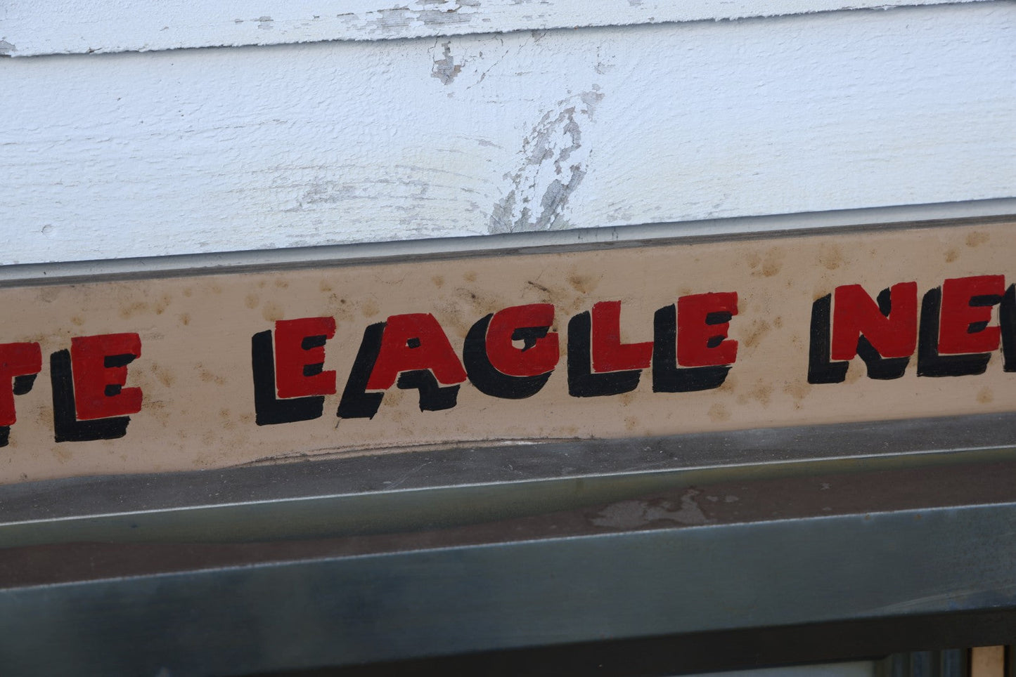 Vintage Hand Painted White Eagle News Glass Window Lighted News Board, Likely From Eagle Cafe, Woonsocket, Rhode Island, Social Club Or Fraternity, Circa 1960