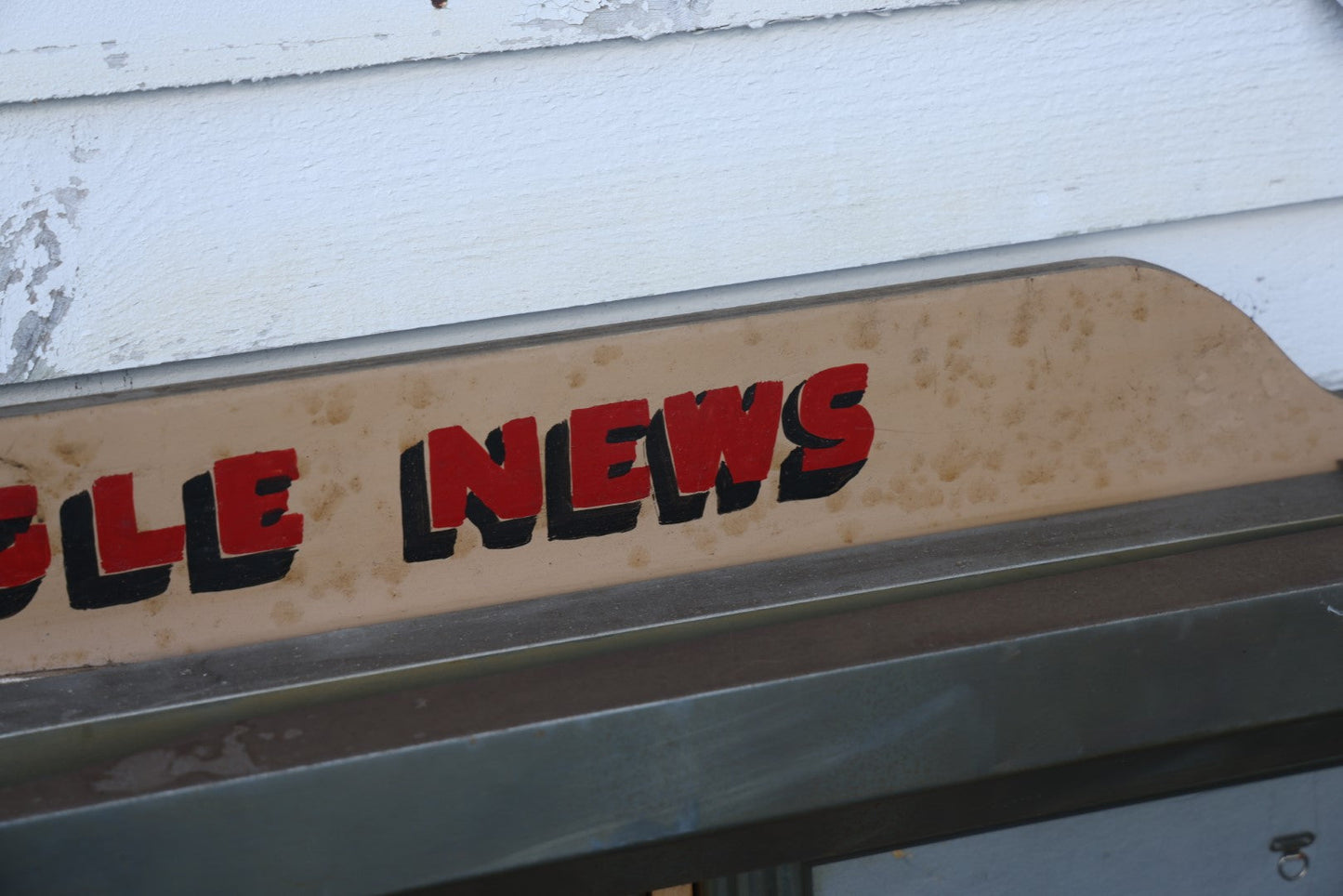 Vintage Hand Painted White Eagle News Glass Window Lighted News Board, Likely From Eagle Cafe, Woonsocket, Rhode Island, Social Club Or Fraternity, Circa 1960