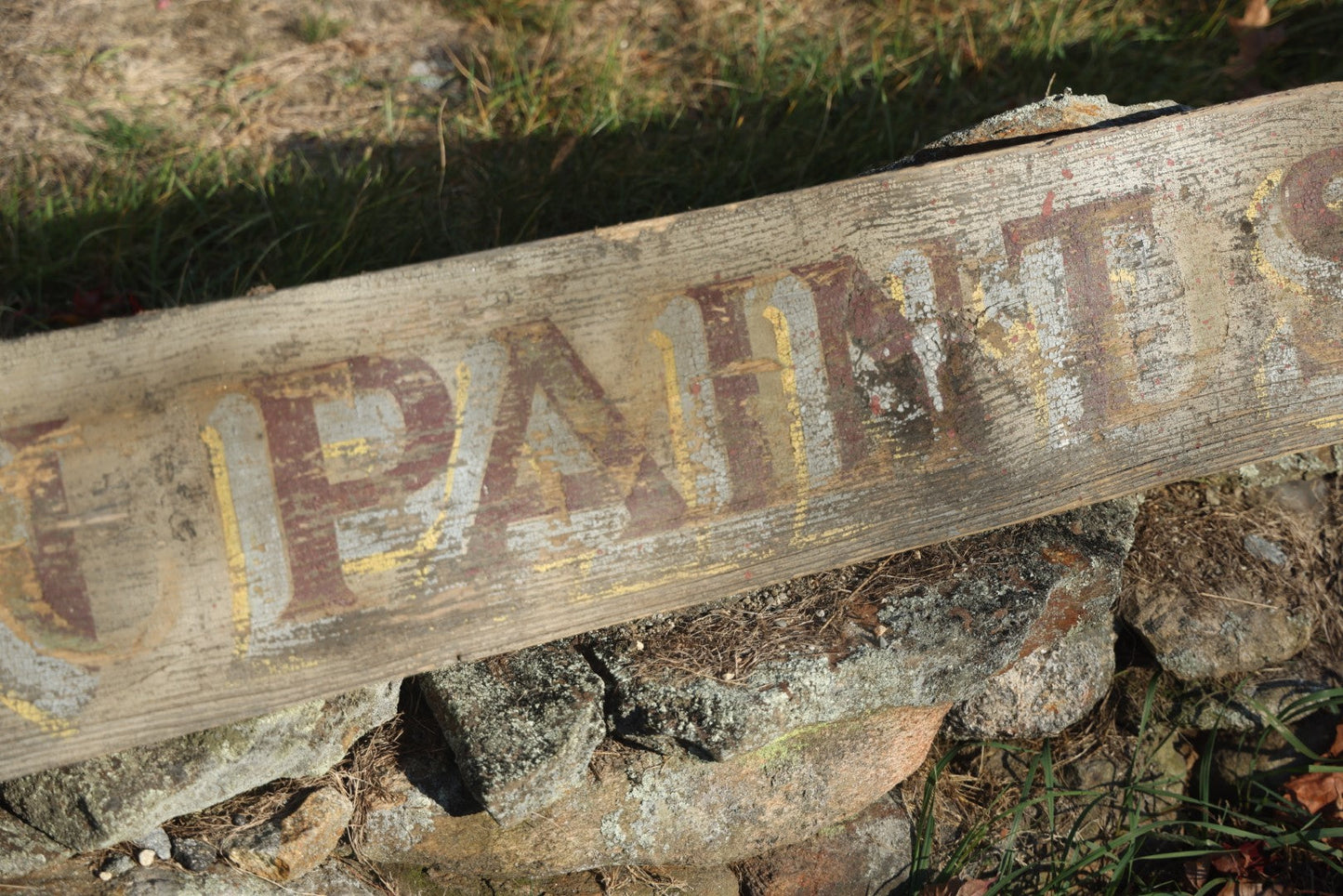 Mendon Paint Stores 10 Foot Antique Hand Painted Trade Sign With Brackets, Mendon, Massachusetts