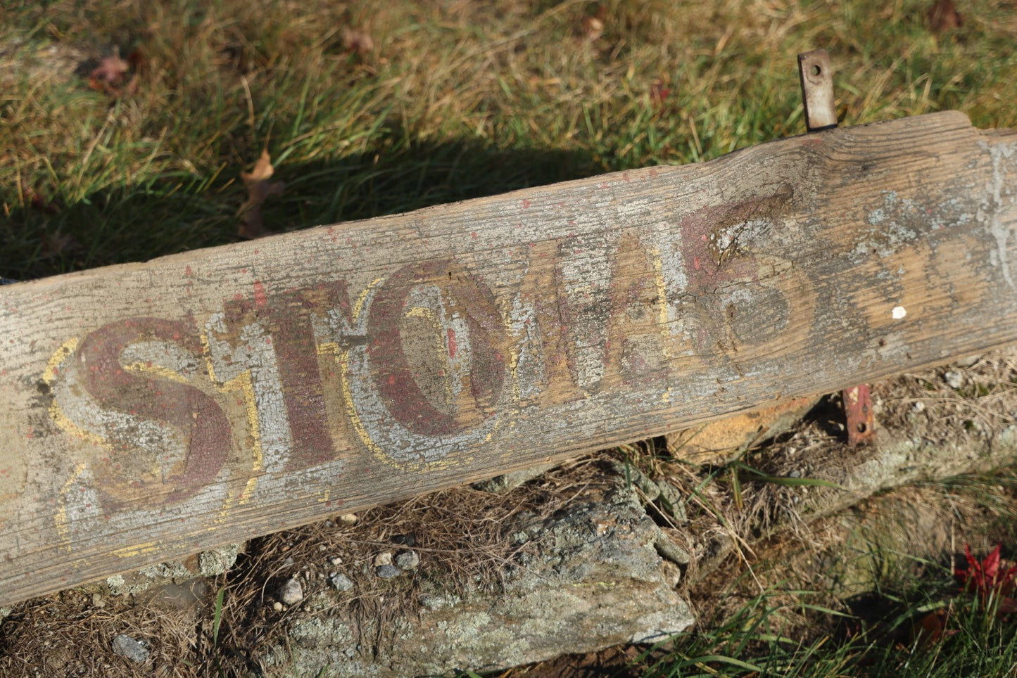 Mendon Paint Stores 10 Foot Antique Hand Painted Trade Sign With Brackets, Mendon, Massachusetts