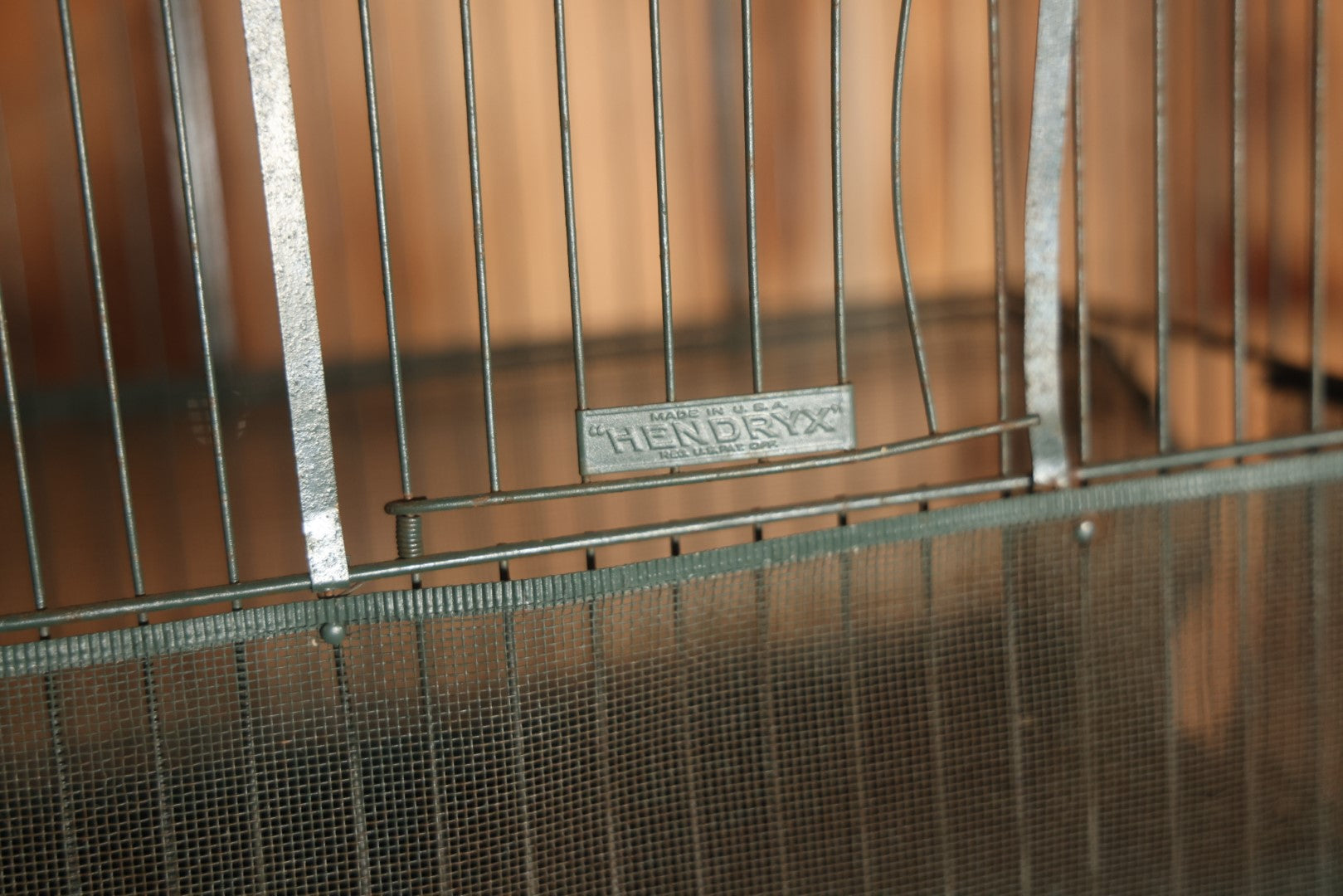 Antique Hendrix Metal Birdcage With Stand In Green Paint