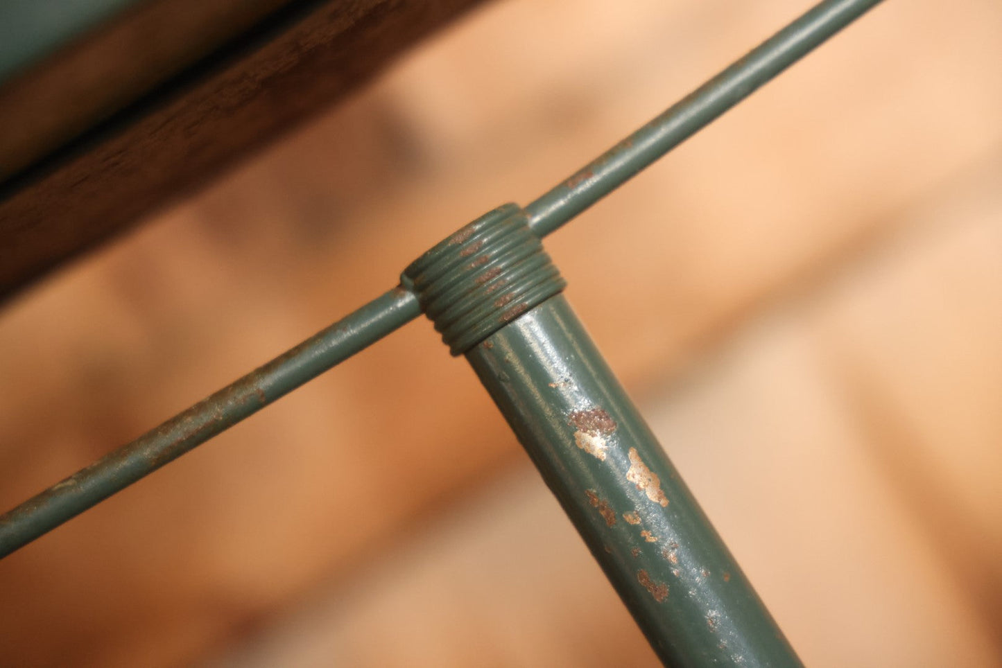 Antique Hendrix Metal Birdcage With Stand In Green Paint