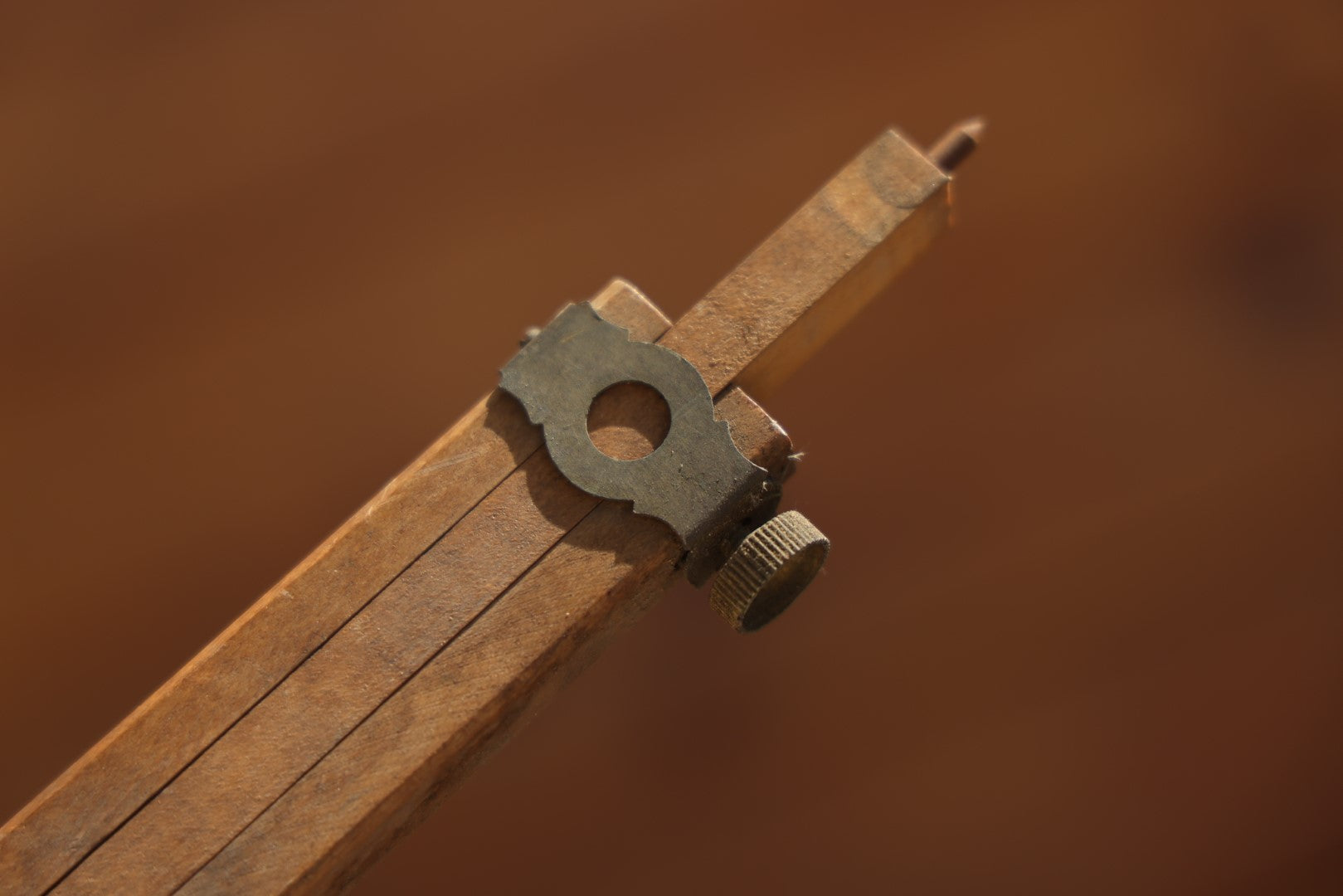 Antique Wooden Tripod With Brass Hardware, 1/4"-20 Mounting Bolt, Extending Legs