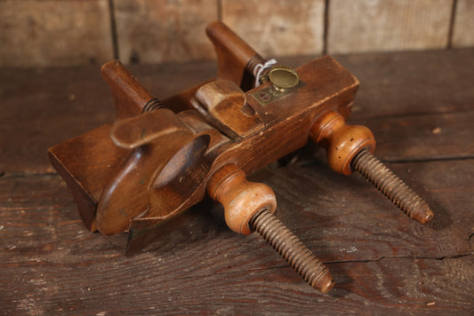 Antique Beech And Boxwood Plow Plane, Appears To Be Complete And Usable, Various Makers Marks, Brass Hardware