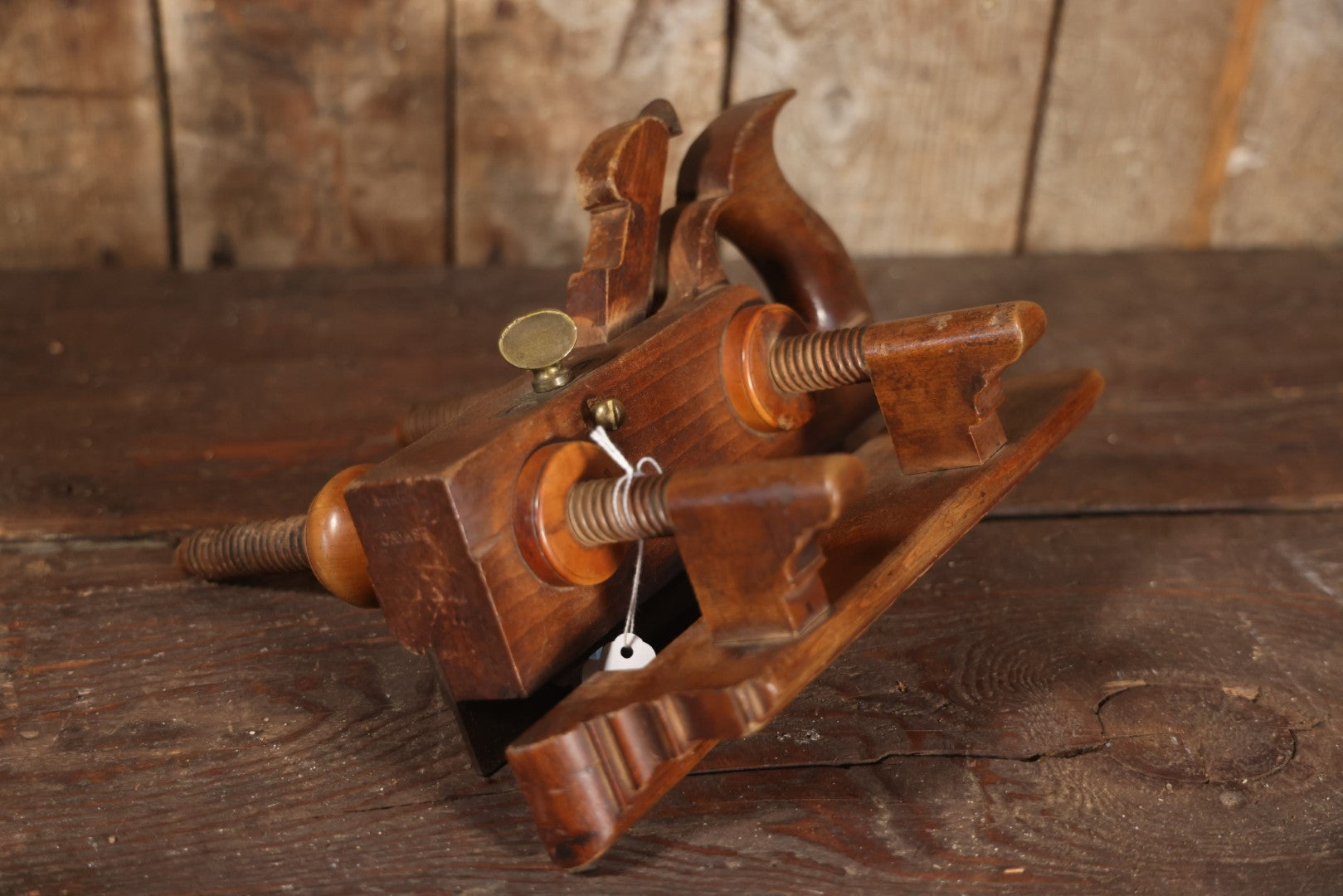 Antique Beech And Boxwood Plow Plane, Appears To Be Complete And Usable, Various Makers Marks, Brass Hardware