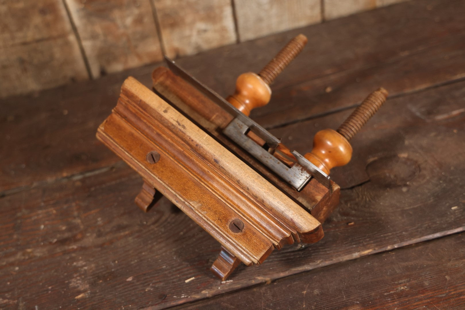 Antique Beech And Boxwood Plow Plane, Appears To Be Complete And Usable, Various Makers Marks, Brass Hardware