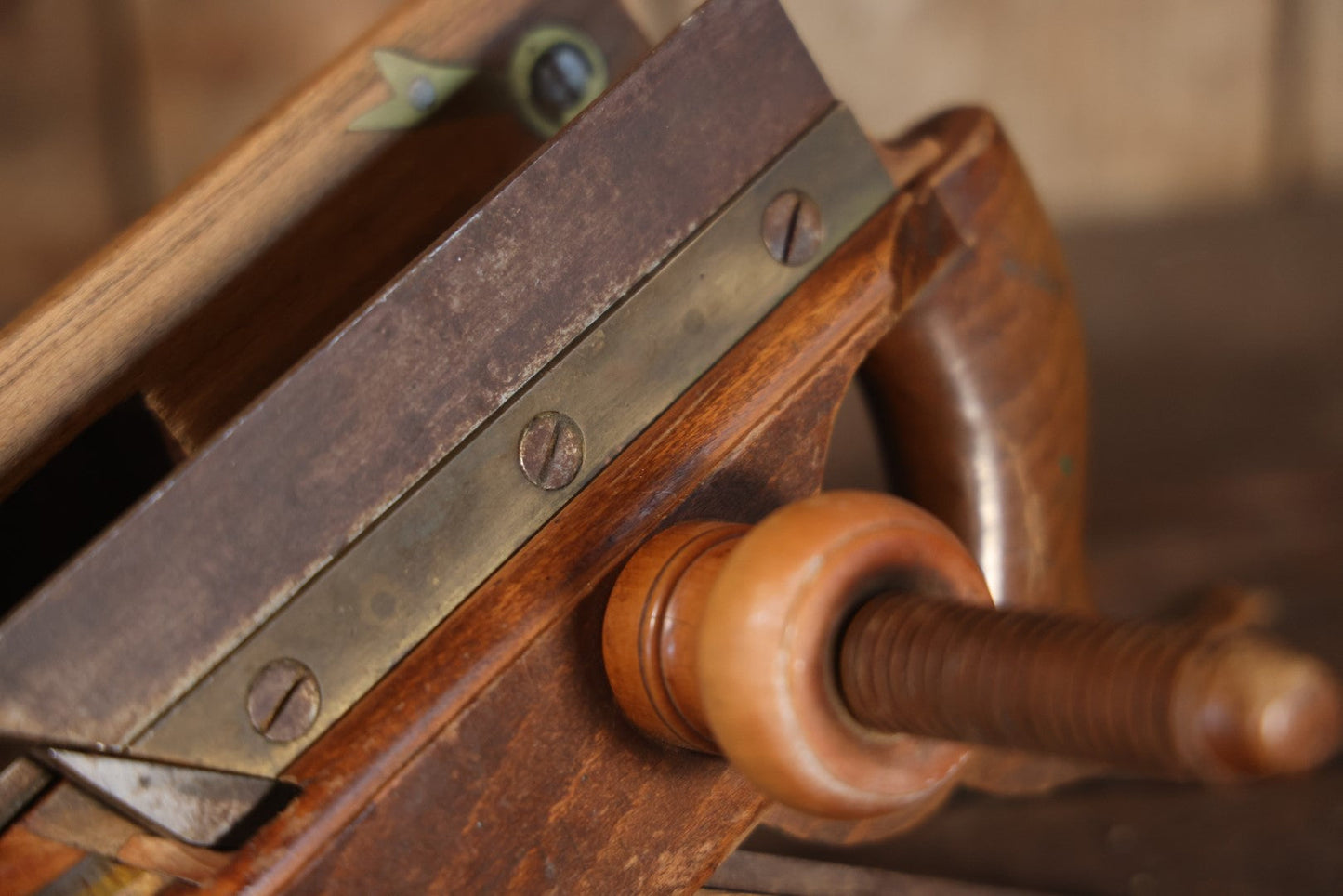 Antique Beech And Boxwood Plow Plane, Appears To Be Complete And Usable, Various Makers Marks, Brass Hardware