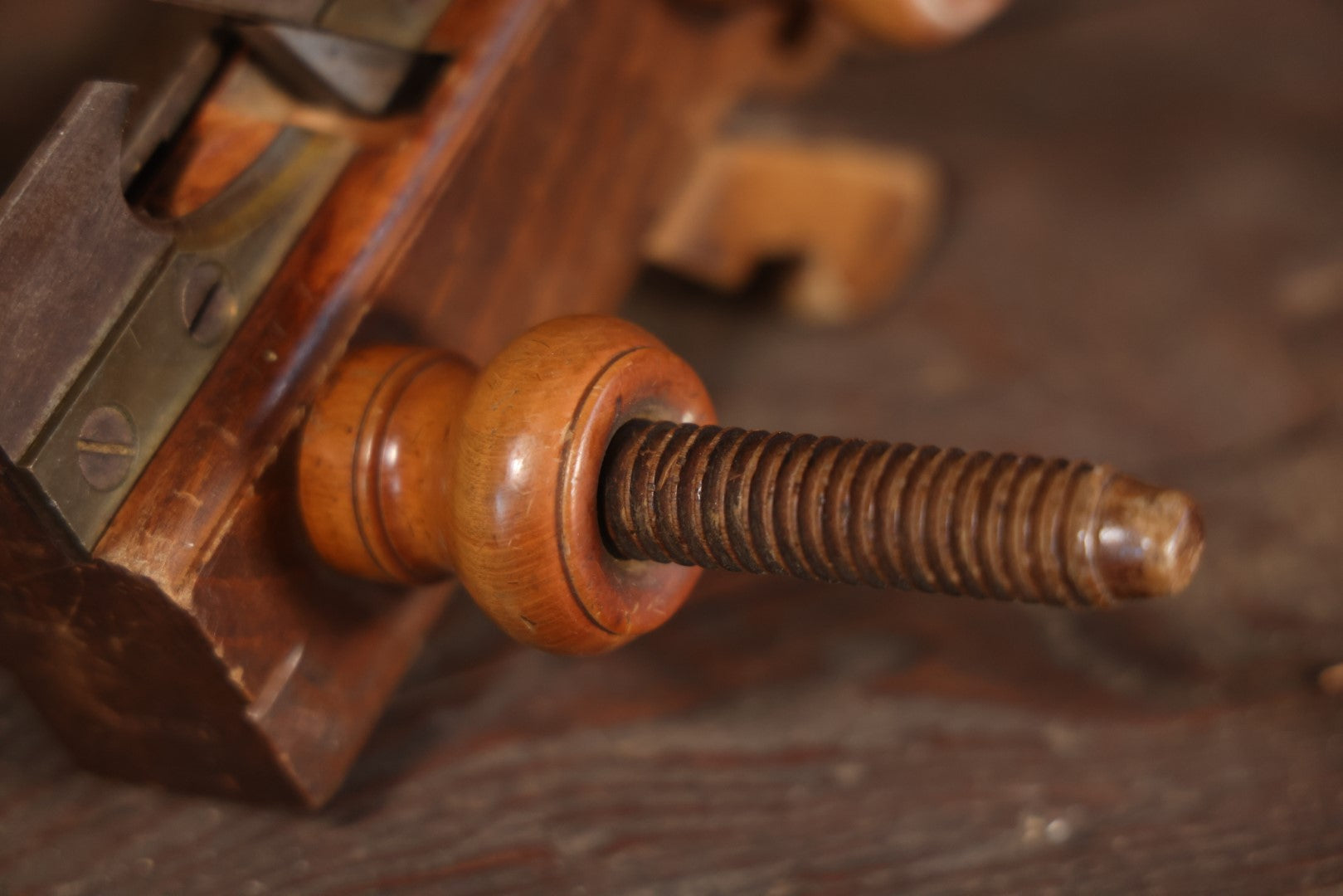 Antique Beech And Boxwood Plow Plane, Appears To Be Complete And Usable, Various Makers Marks, Brass Hardware