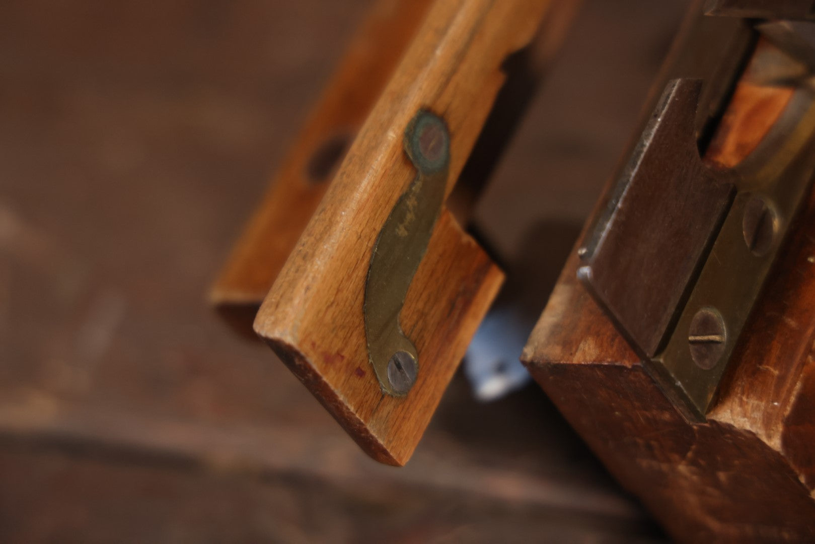 Antique Beech And Boxwood Plow Plane, Appears To Be Complete And Usable, Various Makers Marks, Brass Hardware