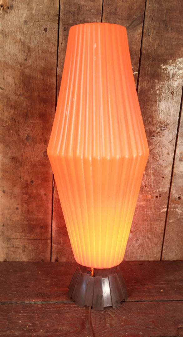 Genuine Vintage Mid-Century Modern Orange Beehive Lamp, Retro Lighting, With Base, Working Condition, Blow Mold Plastic