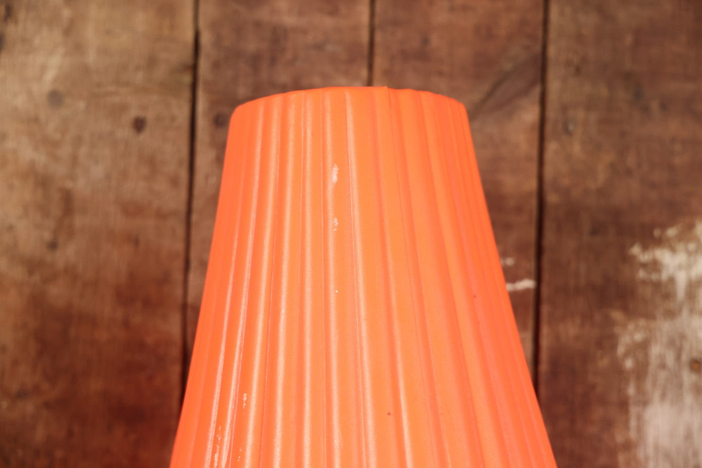 Genuine Vintage Mid-Century Modern Orange Beehive Lamp, Retro Lighting, With Base, Working Condition, Blow Mold Plastic