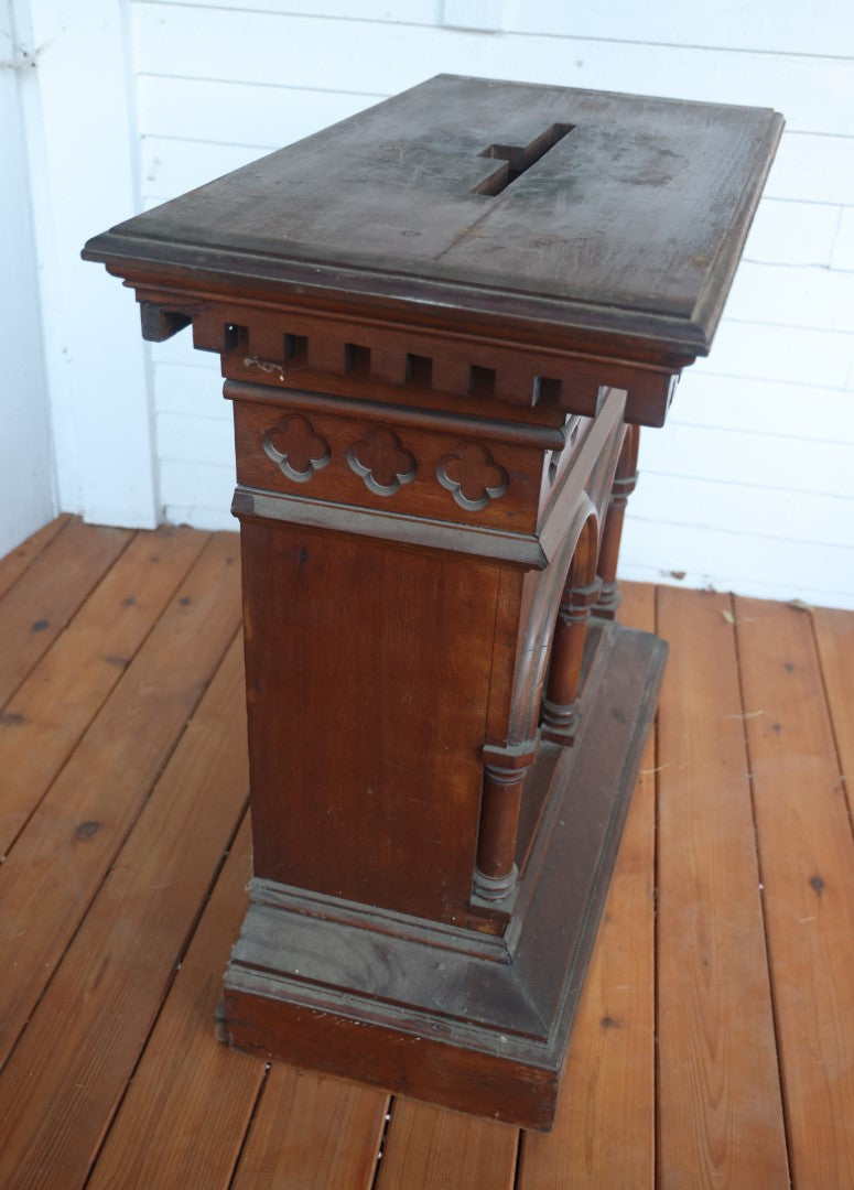 Antique Wooden Podium Pedestal Display Stand, Possibly Out Of A Church Or Lodge, See Photos