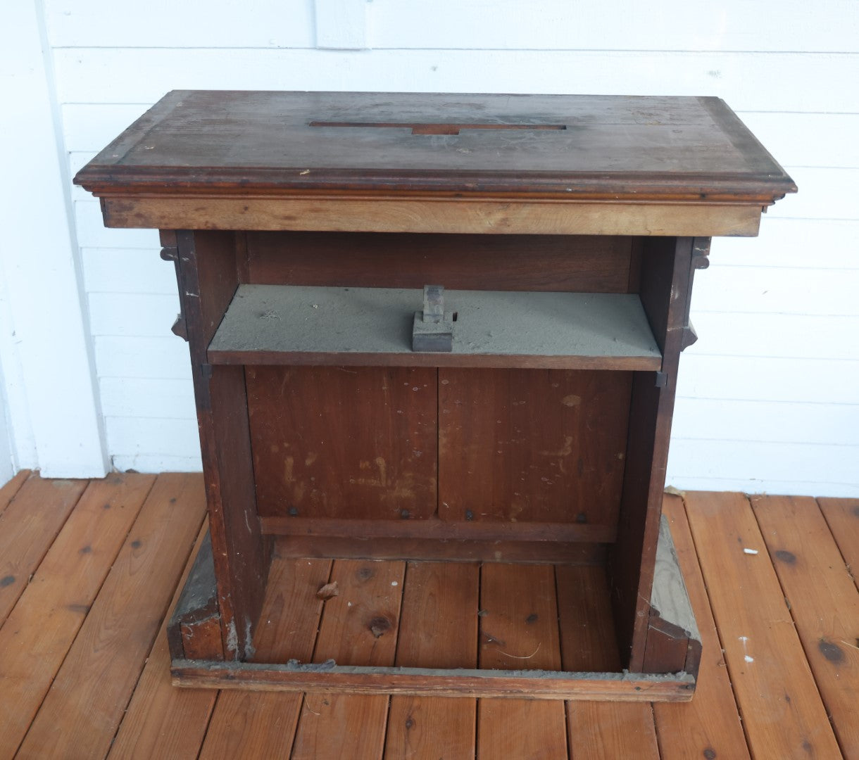 Antique Wooden Podium Pedestal Display Stand, Possibly Out Of A Church Or Lodge, See Photos