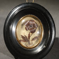 Lot 001 - Antique French Hair Work Keepsake Palette Under Convex Glass, Floral Motif with Initials "A R," Inscribed "Annee 1885" ("Year 1885") on Reverse, 3-5/8" W x 4-1/8" H