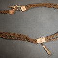 Lot 008 - Antique Victorian Woven Hair Watch Chain with Gold-Tone T-Bar, Engraved End Caps, Stone-Set Slider, and Fob Clip, Pendant Missing, 19" L