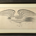 Lot 027 - Antique Spencerian Calligraphic Pen and Ink Drawing of an Eagle with Outstretched Wings, Framed in Modern Frame, 33-3/4" W x 17-3/4" H