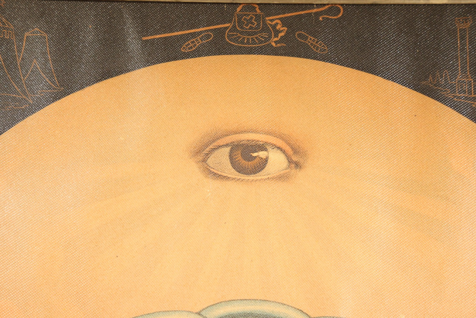 Antique I.O.O.F. Odd Fellows "Our Motto" Chromolithograph Print with All-Seeing Eye, Heart in Hand Symbols, by J.W. Dorrington, Copyright 1888, Published by Fitchburg Chromo Co., Fitchburg, Massachusetts, Framed