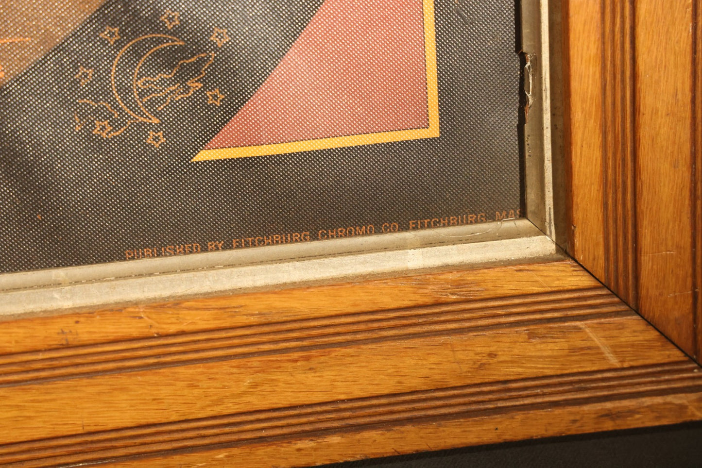 Antique I.O.O.F. Odd Fellows "Our Motto" Chromolithograph Print with All-Seeing Eye, Heart in Hand Symbols, by J.W. Dorrington, Copyright 1888, Published by Fitchburg Chromo Co., Fitchburg, Massachusetts, Framed