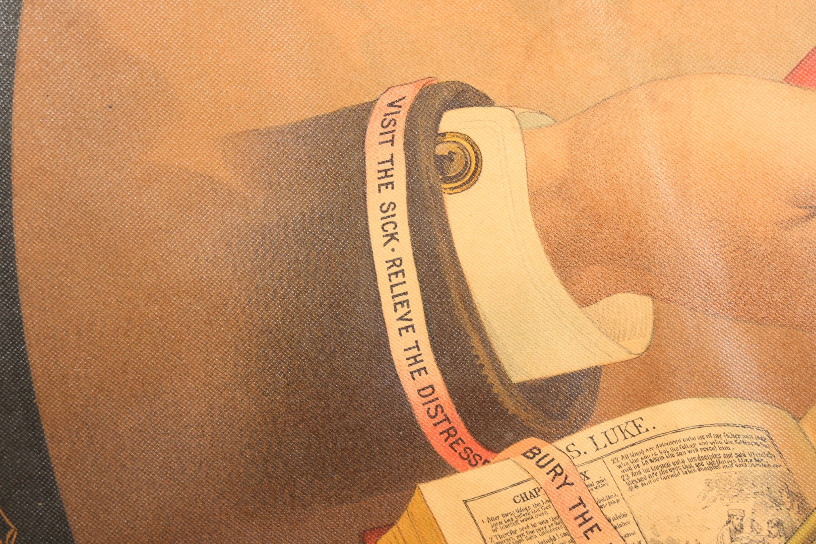 Antique I.O.O.F. Odd Fellows "Our Motto" Chromolithograph Print with All-Seeing Eye, Heart in Hand Symbols, by J.W. Dorrington, Copyright 1888, Published by Fitchburg Chromo Co., Fitchburg, Massachusetts, Framed