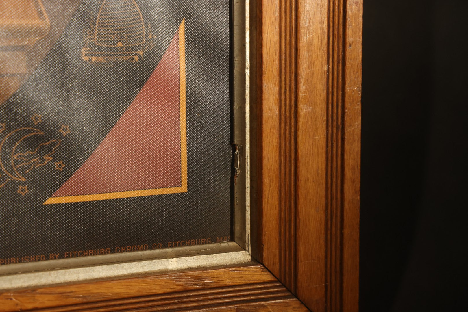 Antique I.O.O.F. Odd Fellows "Our Motto" Chromolithograph Print with All-Seeing Eye, Heart in Hand Symbols, by J.W. Dorrington, Copyright 1888, Published by Fitchburg Chromo Co., Fitchburg, Massachusetts, Framed