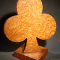 Lot 059 - Vintage Folk Art Birdseye Maple Club Suit Playing Card Symbol on Wood Base, 9" H