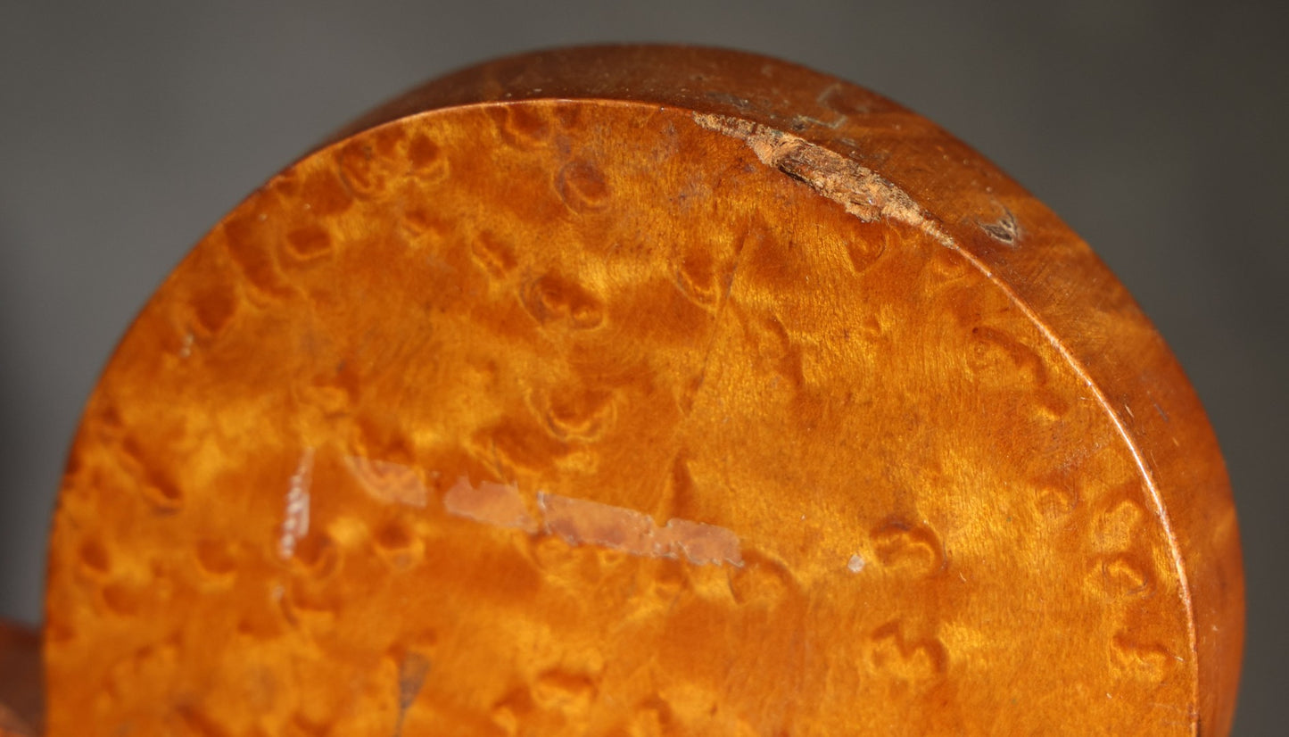 Vintage Folk Art Birdseye Maple Club Suit Playing Card Symbol on Wood Base