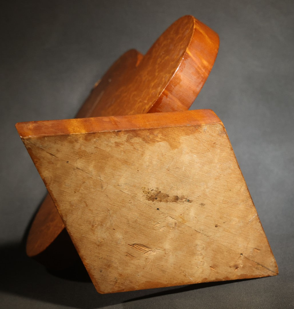 Vintage Folk Art Birdseye Maple Club Suit Playing Card Symbol on Wood Base