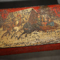 Lot 060 - Antique Russian Lacquered Wood Box with Troika Scene on Lid, Red and Black with Gold Accents, Note Chipping Paint, 9" L x 4-3/4" W x 2-1/8" H