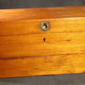 Lot 062 - Antique Dovetailed Wooden Box with Brass Pull, Keyhole, Key, and Interior Dividers, Anecdotally Attributed to a Peterborough, New Hampshire Maker, 16" L x 8" W x 7-3/4" H