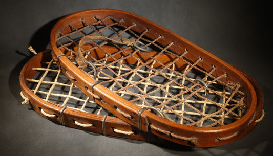 Vintage Bear Paw Snowshoes by Goodearl Bros Ltd., England, Circa WWII Era, with Partial Re-Stringing and Additional Cord
