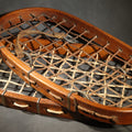 Lot 063 - Vintage Bear Paw Snowshoes by Goodearl Bros Ltd., England, Circa WWII Era, with Partial Re-Stringing and Additional Cord, 18" L