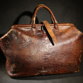 Lot 064 - Antique Leather Bag with Buckle Strap Closure, Stamped "20" and "15" on Bottom, 15" L