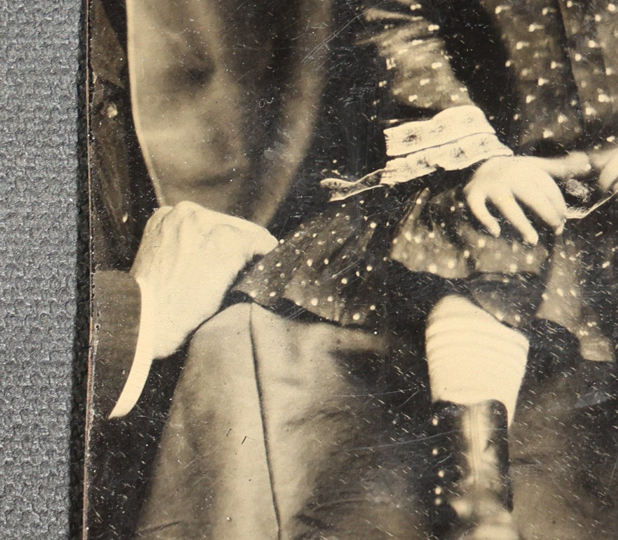 Grouping of Four Antique Hidden Mother Tintype Photographs of Young Children and Infants