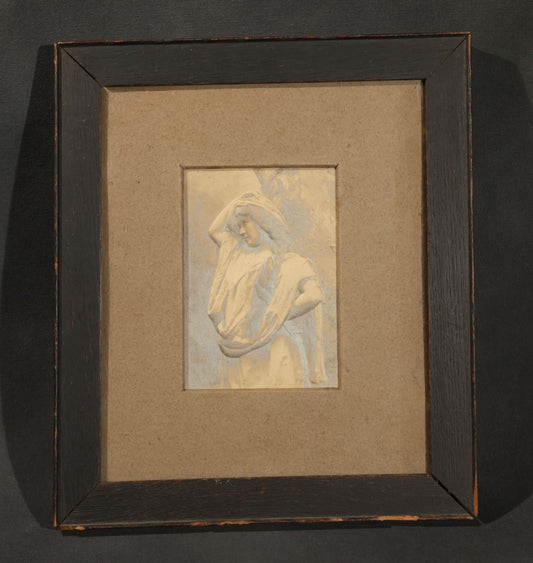 Antique "Art-Relievo" Embossed Paper Photograph, "Sweet Memories" no. 431, Classical Draped Female Figure, Alfred S. Campbell Art Company, New Jersey