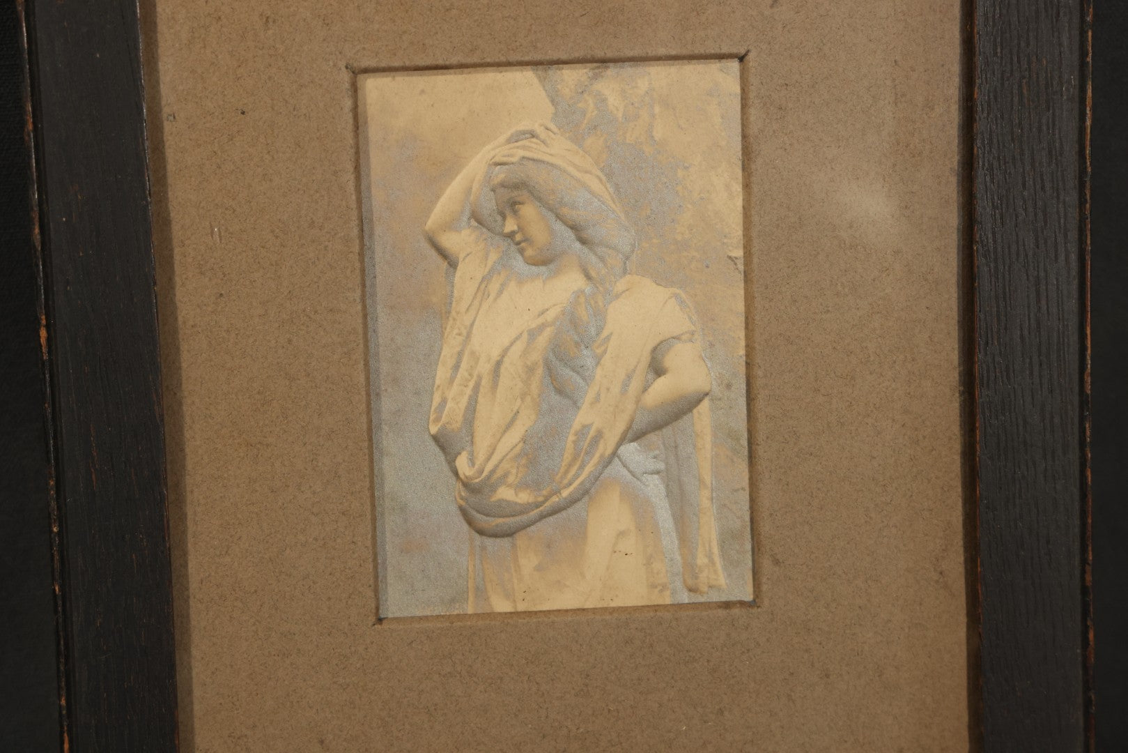 Antique "Art-Relievo" Embossed Paper Photograph, "Sweet Memories" no. 431, Classical Draped Female Figure, Alfred S. Campbell Art Company, New Jersey