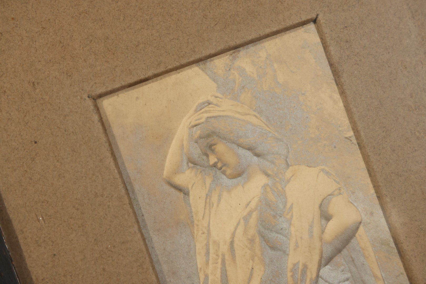 Antique "Art-Relievo" Embossed Paper Photograph, "Sweet Memories" no. 431, Classical Draped Female Figure, Alfred S. Campbell Art Company, New Jersey