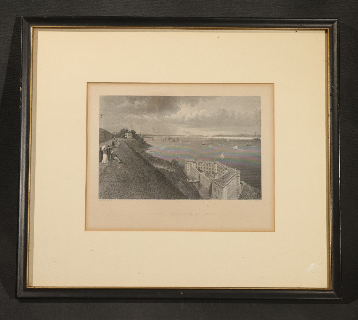 Antique Framed Engraving Print, "New York Bay from the Narrows," After F.B. Schell, Engraved by C.H. Smith